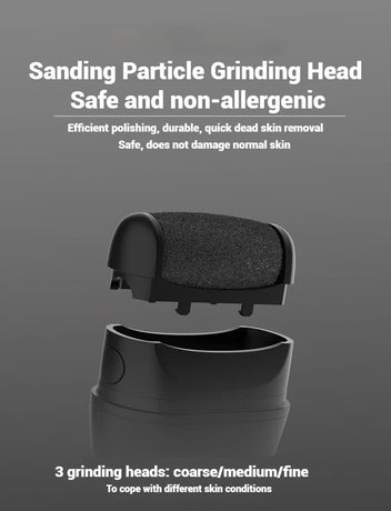 Black Professional Electric Foot Callus Remover - Rechargeable Pedicure Tool with 3 Adjustable Speeds, Smart LED Display, and 3 Replaceable Grinding Heads for Smooth Feet