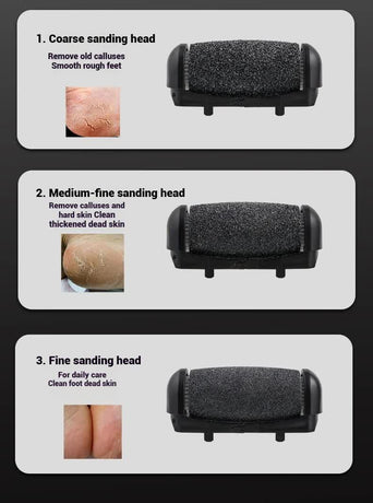 Black Professional Electric Foot Callus Remover - Rechargeable Pedicure Tool with 3 Adjustable Speeds, Smart LED Display, and 3 Replaceable Grinding Heads for Smooth Feet