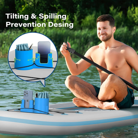 4 PCS Professional Paddle Board Cup Holder and Phone Mount - Universal SUP Kayak Beverage Station with Anti-Spill Design - Multi-Functional Water Sports Accessory for Bungee Deck Rigging