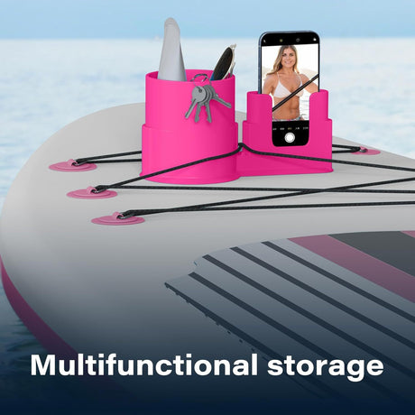 4 PCS Professional Paddle Board Cup Holder and Phone Mount - Universal SUP Kayak Beverage Station with Anti-Spill Design - Multi-Functional Water Sports Accessory for Bungee Deck Rigging