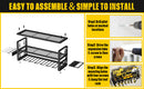 Heavy Duty Power Tool Organizer Wall Mount - 3-Tier Garage Storage Rack with Drill Holder, Screwdriver and Hammer Organizer - Extra Tall 200lbs Capacity High-Quality Steel Utility Shelf