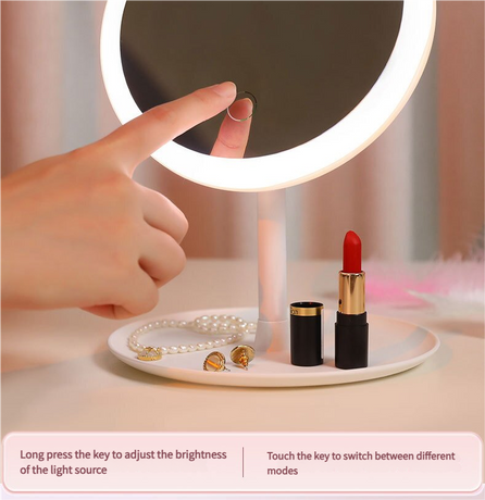 3PCS LED Makeup Mirror with Lights - Portable Tabletop Vanity Mirror, INS Style, White