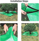 78.7 x 78.7 Inch Garden Leaf Collection Tarp with Center Hole - Waterproof PE Landscape Cleanup Mat - Heavy Duty Garden Debris Tarp for Shrub Trimming and Hedge Pruning - Green