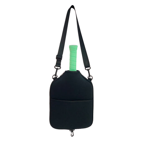SA01 Black Neoprene Pickleball Paddle Cover (racket not included)  - Protective Crossbody Bag with Adjustable Shoulder Strap and Fence Hook - Universal Lightweight Paddle Case for All Skill Levels