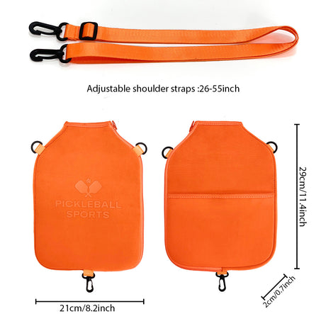 SA02 Orange Neoprene Pickleball Paddle Cover (racket not included)  - Protective Crossbody Bag with Adjustable Shoulder Strap and Fence Hook - Universal Lightweight Paddle Case for All Skill Levels