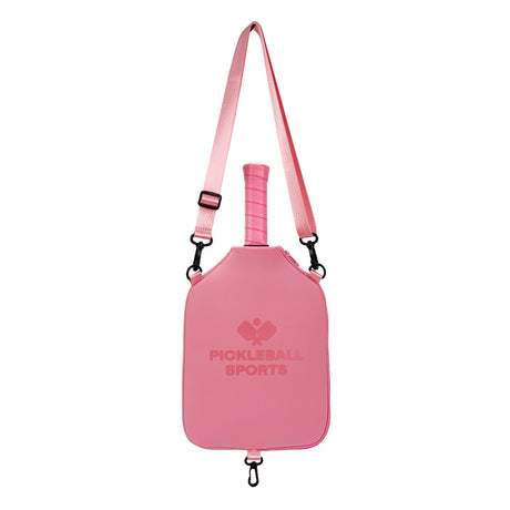 SA03 Pink Neoprene Pickleball Paddle Cover (racket not included)  - Protective Crossbody Bag with Adjustable Shoulder Strap and Fence Hook - Universal Lightweight Paddle Case for All Skill Levels