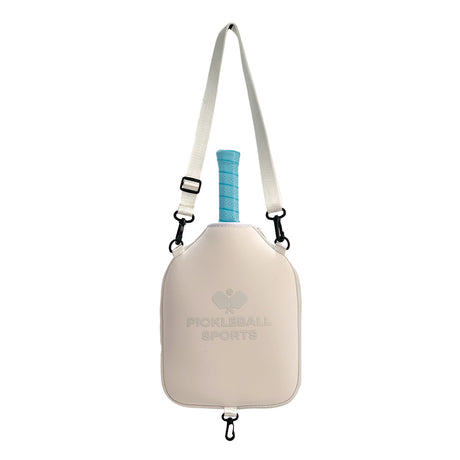 SA04 Beige Neoprene Pickleball Paddle Cover (racket not included)  - Protective Crossbody Bag with Adjustable Shoulder Strap and Fence Hook - Universal Lightweight Paddle Case for All Skill Levels