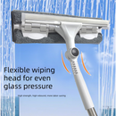 2 PCS Professional 2-in-1 Window Squeegee with 137cm Extension Pole - 360 Degree Rotatable High-Rise Window Cleaner with Microfiber Scrubber and Streak-Free Silicone Blade