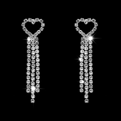 Mother's Day Jewelry Gift Set - Heart Shaped Rhinestone Necklace Earrings Bracelet and Ring - Thoughtful Present for Mum, Special Occasion Formal Wear Accessories, Elegant Gift for Her