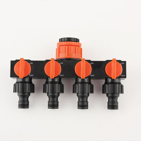 2pcs Blue 4-Way Garden Hose Splitter - Multi-Outlet Tap Manifold with Individual Control Valves - Universal Fit for 1/2 inch 3/4 inch and 1 inch Taps - Durable ABS Irrigation Water Distributor