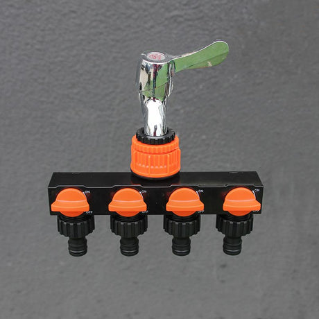 2pcs Blue 4-Way Garden Hose Splitter - Multi-Outlet Tap Manifold with Individual Control Valves - Universal Fit for 1/2 inch 3/4 inch and 1 inch Taps - Durable ABS Irrigation Water Distributor