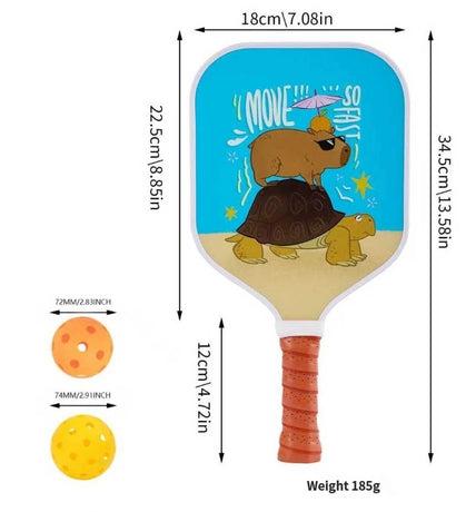【RT-006】 Fiberglass Pickleball Paddle Set of 2 with 4 Balls and Carry Bag - 185g Single Paddle Weight - Beginner Friendly Starter Kit with Non-Slip Cushion Grip for Adults Kids and Outdoor Family Fun