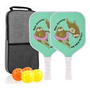 【RT-008】Fiberglass Pickleball Paddle Set of 2 with 4 Balls and Carry Bag - 185g Single Paddle Weight - Beginner Friendly Starter Kit with Non-Slip Cushion Grip for Adults Kids and Outdoor Family Fun