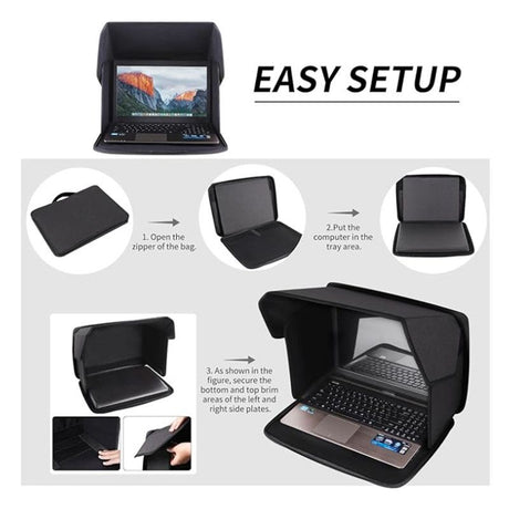 Laptop Sun Shade and Outdoor Privacy Hood - Fits Laptops up to 16 Inches Size L - Anti-Glare Screen Shield, Portable Foldable Design, Remote Work Essential for Park Beach and Outdoor Office Use