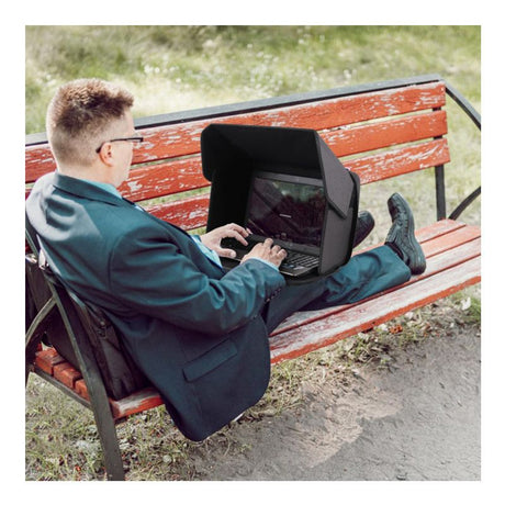 Laptop Sun Shade and Outdoor Privacy Hood - Fits Laptops up to 14 Inches Size M - Anti-Glare Screen Shield, Portable Foldable Design, Remote Work Essential for Park Beach and Outdoor Office Use