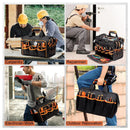 17 Inch Heavy Duty Tool Bag - 43cm Wide Open Mouth Organiser - Thickened Wear Resistant Oxford Cloth with Adjustable Padded Strap, Multi-Pocket Storage for Electricians Plumbers and Professional Trades