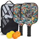 Pickleball Paddle Set with 4 Fiberglass Paddles, 8 Outdoor Balls and 2 Carry Bags - Honeycomb Core, Lightweight Design, Comfort Grip, Family and Beginner Friendly Game Set