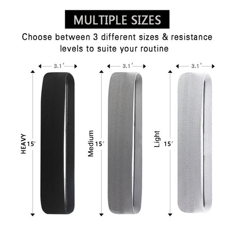 Grey Colour Scheme Fabric Resistance Bands Set - 3 Levels Non-Slip Hip Bands for Strength Training