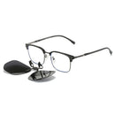 Quickred 2-Piece Flip-Up Sunglasses Clip-On Set for Glasses - UV-Protective Square Polarized Lenses for Driving