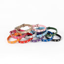 3 pcs Light blue Stylish PU Leather Pet Collar - Anti-Loss, Puppy Bell, Star & Moon Design Width 1.2cm Total Length 35cm
