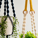 3 pcs Handwoven Plant Hanger-Cotton Rope Hanging Planter with Wooden Rings