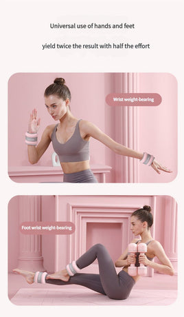 Pink Adjustable Weighted Leg & Wrist Sandbag Set – 1kg Each for Fitness, Running, and Dance Training