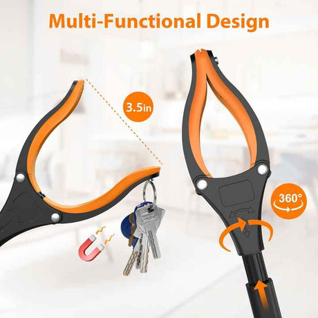 Blue Foldable Grabber Tool with Silicone Non-Slip Claws - Ideal for Litter Picking, Outdoor Use, and Household Cleaning