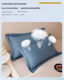Blue Pure Cotton Flannel Pillowcase Set - Soft, Thickened, Solid Color (Pair, 48x74cm)