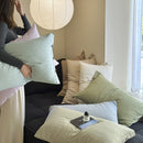White Wide Stripes Long Staple Cotton Sateen Pillowcase Set - Jacquard Striped, Pure Cotton, 48x74cm (Pair)