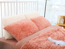 Claret Faux Fur Pillowcase Set - Crystal Velvet Plush Throw Pillow Covers, Bedding Accent (50x70cm, Pair)