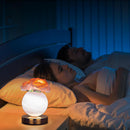 Blue Dreamy Rose Planet Lamp Night Light - Elegant 21cm USB-Charged 3-Color Touch Dimming Decor Gift