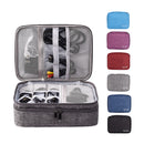 Grey Durable Three-Layer Earphone & Digital Organizer - Waterproof Cosmetic & Cable Storage Pouch(Photography props not included, only the bag)