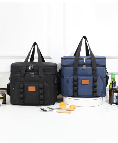 Black 23L Extra Large Insulated Cooler Bag with Double Layers - Perfect for Camping, Picnics, and Outdoor Adventures