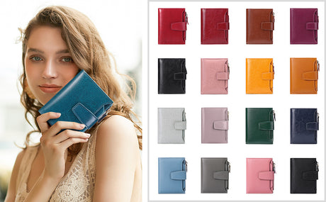 Dark Pink Premium Genuine Leather RFID Blocking Women's Wallet - Lightweight, Multi-Functional, and Stylish