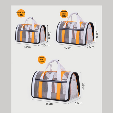 Size M Light Green And White Foldable Pet Carrier Bag - Lightweight, Breathable, and Spacious for All Seasons