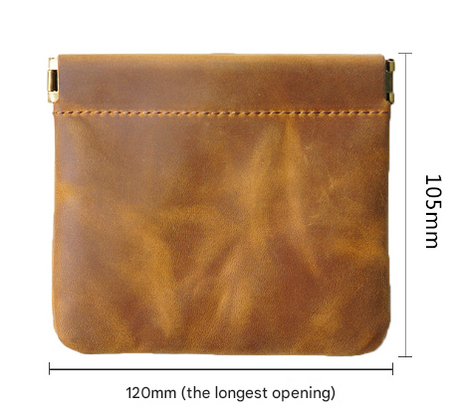 Dark Green Genuine Leather Coin Purse - Vintage Style Snap Closure Mini Pouch