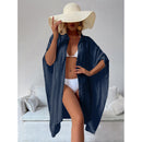 Navy Blue Summer Beach Cover-Up- Bamboo Cotton Sun Protection Cardigan