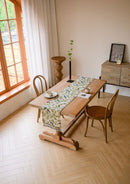 Birds & Branch Table Runner - Jacquard Woven Beige with Tassels(33X200CM)