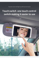White Single button Car Sun Visor Makeup Mirror with LED Light - Tri-Color, Touch Control