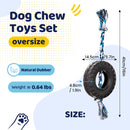 Blue Interactive Tire Rope Dog Toy - Heavy Duty Chew Toy for Dental Health & Play