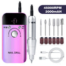 Purple High Speed ??Portable Nail Drill Set - Electric Nail File Set with 6 Nail Drill Bits
