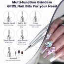 Purple High Speed ??Portable Nail Drill Set - Electric Nail File Set with 6 Nail Drill Bits