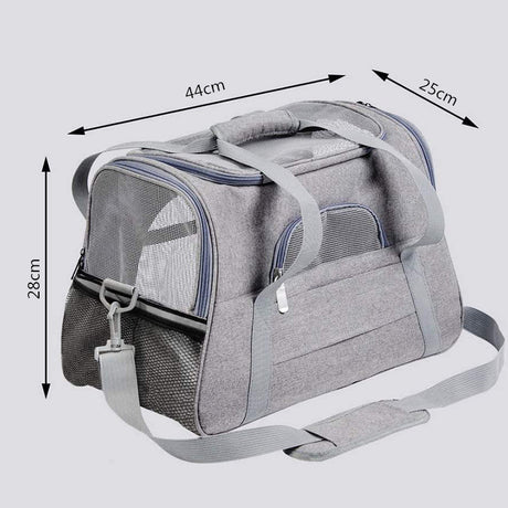 Portable Pet Bag for Small Dogs and Cats - Dark blue Travel Tote with Pet Mat (44x25x28cm)