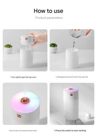 Gray 300ml USB Air Humidifier - Quiet Mini Humidifier for Bedroom, Office, Car