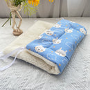 Tie-On Cat Cage Platform Pad - Rabbit pattern on Blue background (30x75cm)