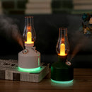Green Retro Kerosene Lamp Humidifier - Rechargeable Cool Mist Maker with Dimmable Light