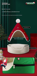 Festive Detachable Pet House - Cozy Red Santa Hat Design (S - 37x46cm)