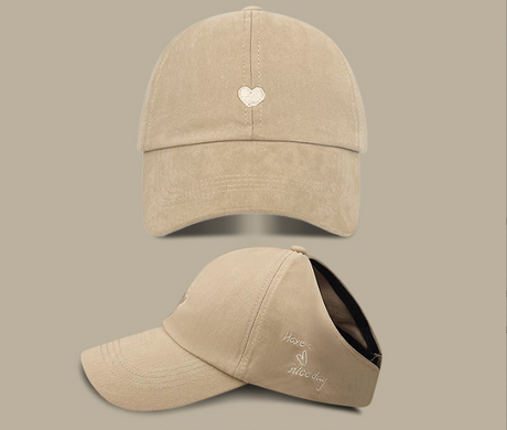 Khaki Stylish Ponytail Opening Baseball Cap - Have a Nice Day