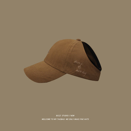 Dark brown Stylish Ponytail Opening Baseball Cap - Have a Nice Day