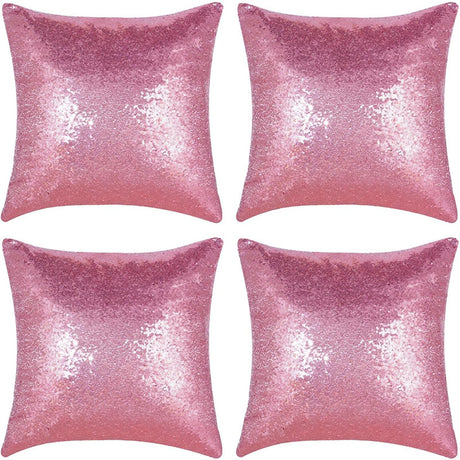 Shiny Sequin Pillowcase - Single-sided gorgeous pillowcase  (Pink pair: 40x40cm)
